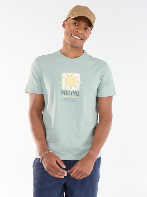 Camiseta estampada por delante y por detrás de manga corta - Kiabi