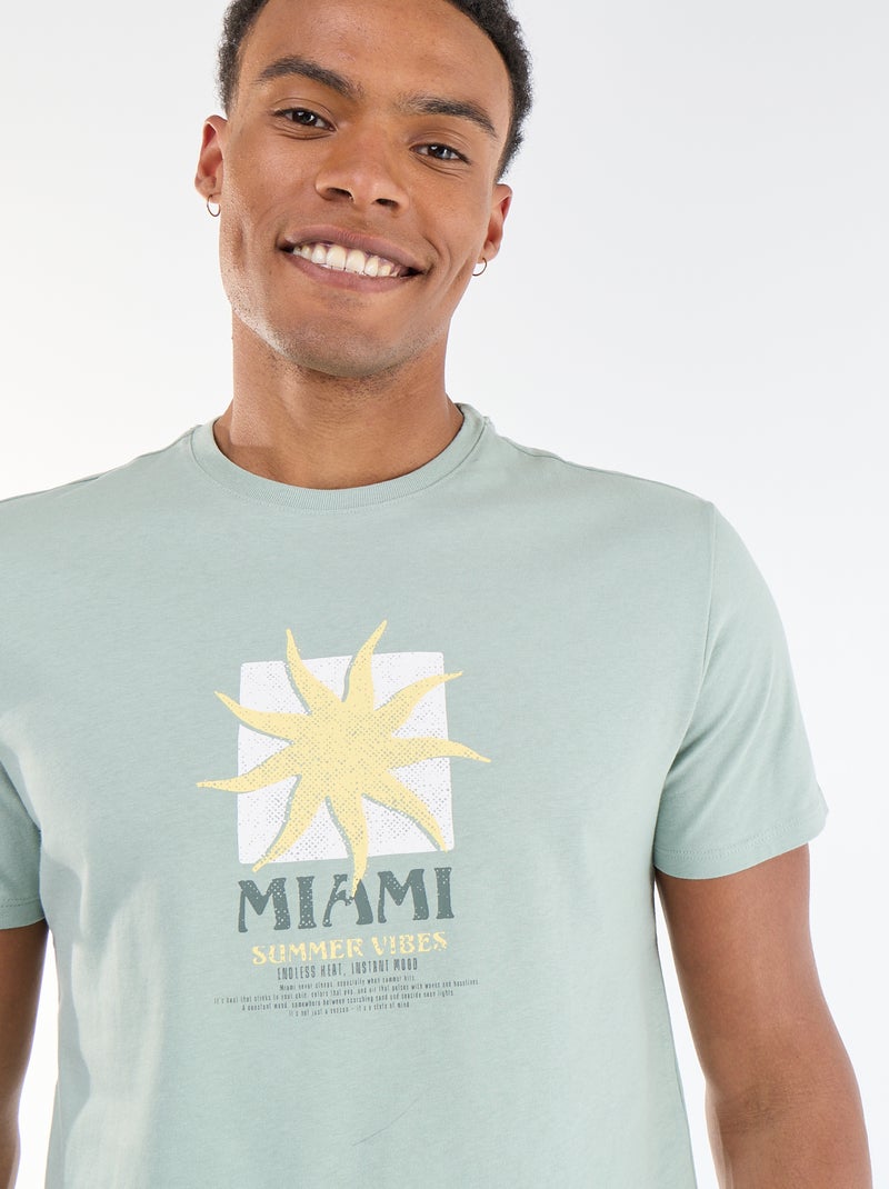 Camiseta estampada por delante y por detrás de manga corta Verde - Kiabi