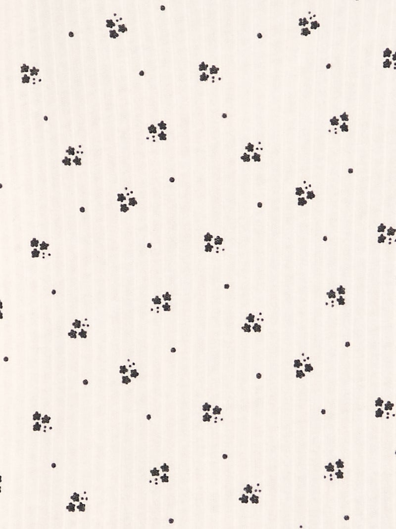 Camiseta estampada punto de canalé BLANCO - Kiabi