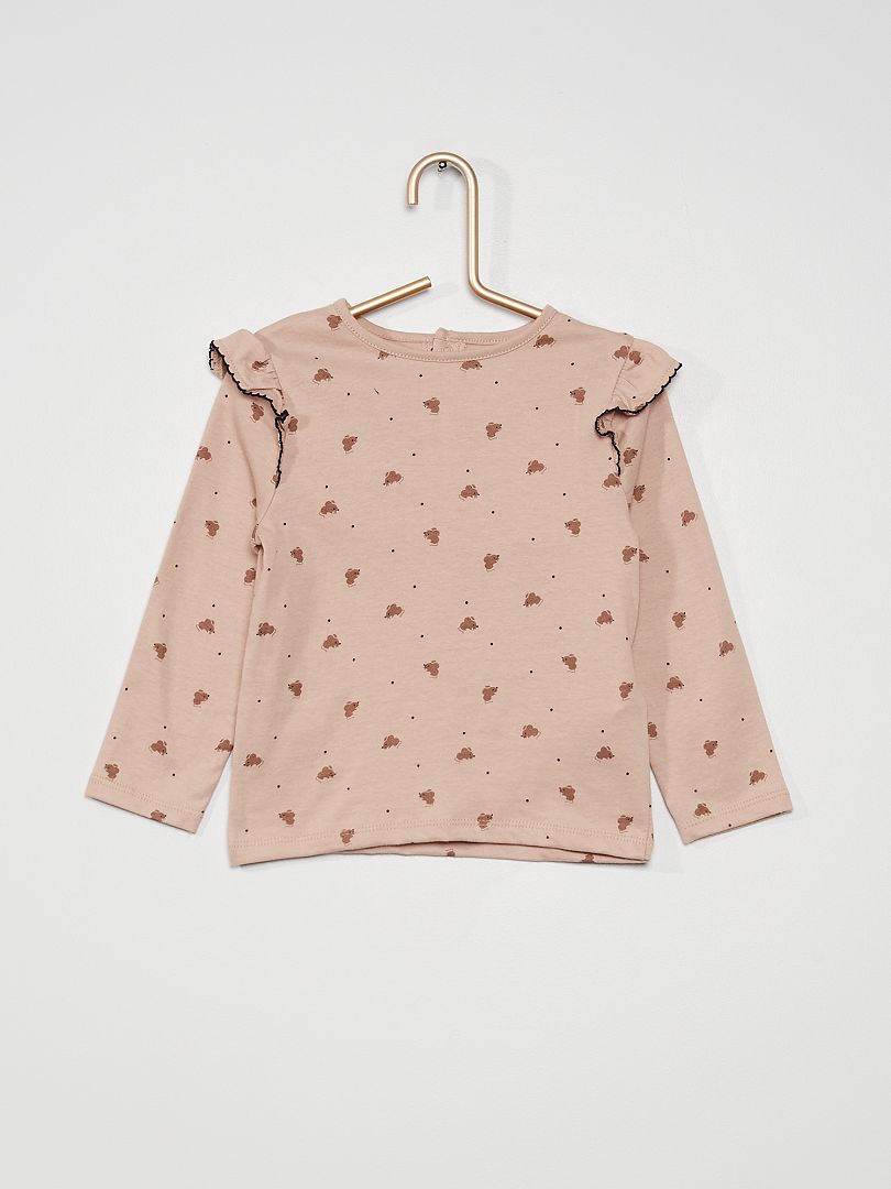 Camiseta estampada 'ratón' rosa/gris - Kiabi