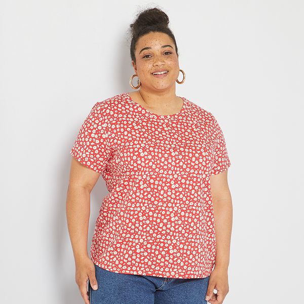 Camiseta estampada tallas grandes mujer - ROJO - Kiabi - 6,00€