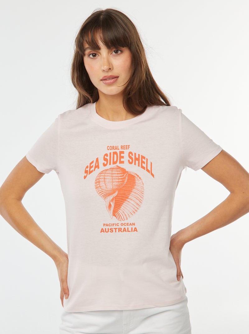 Camiseta estampada Rosa - Kiabi