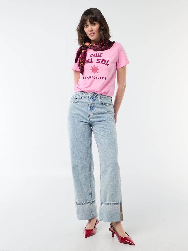 Camiseta estampada Rosa - Kiabi