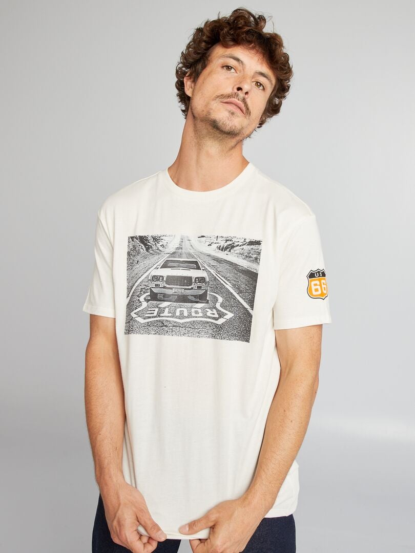 Camiseta estampada Ruta 66 BLANCO - Kiabi