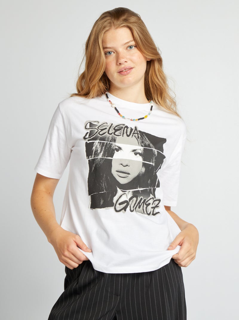 Camiseta estampada 'Selena Gomez' blanco - Kiabi