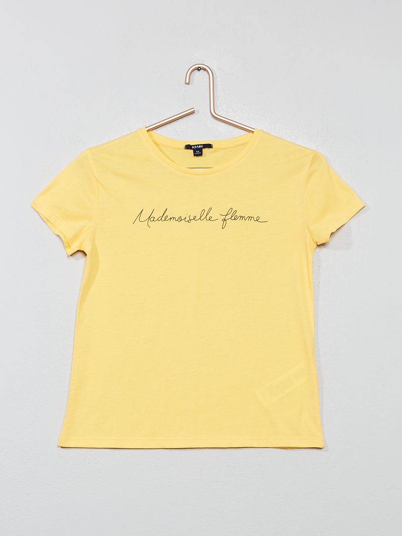 Camiseta estampada 'Señorita pereza' AMARILLO - Kiabi
