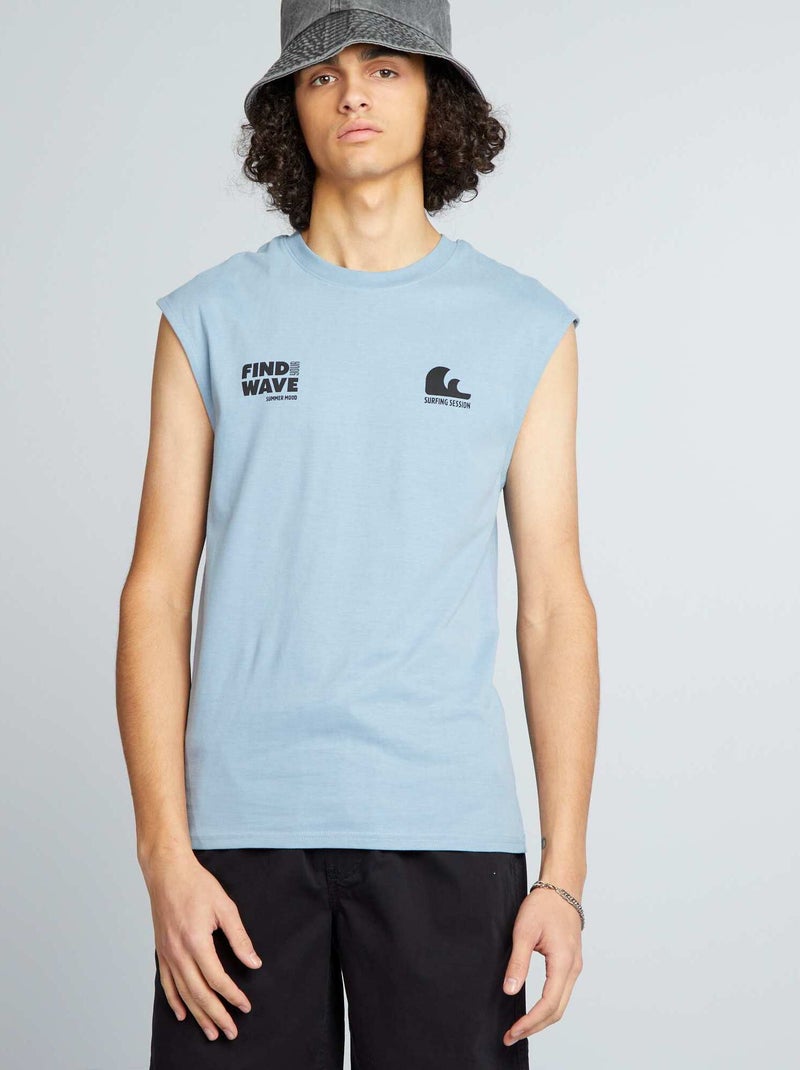 Camiseta estampada sin mangas AZUL - Kiabi