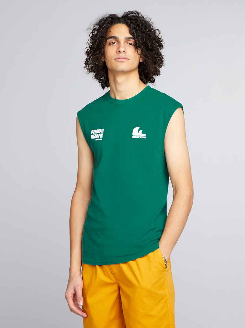 Camiseta estampada sin mangas VERDE - Kiabi