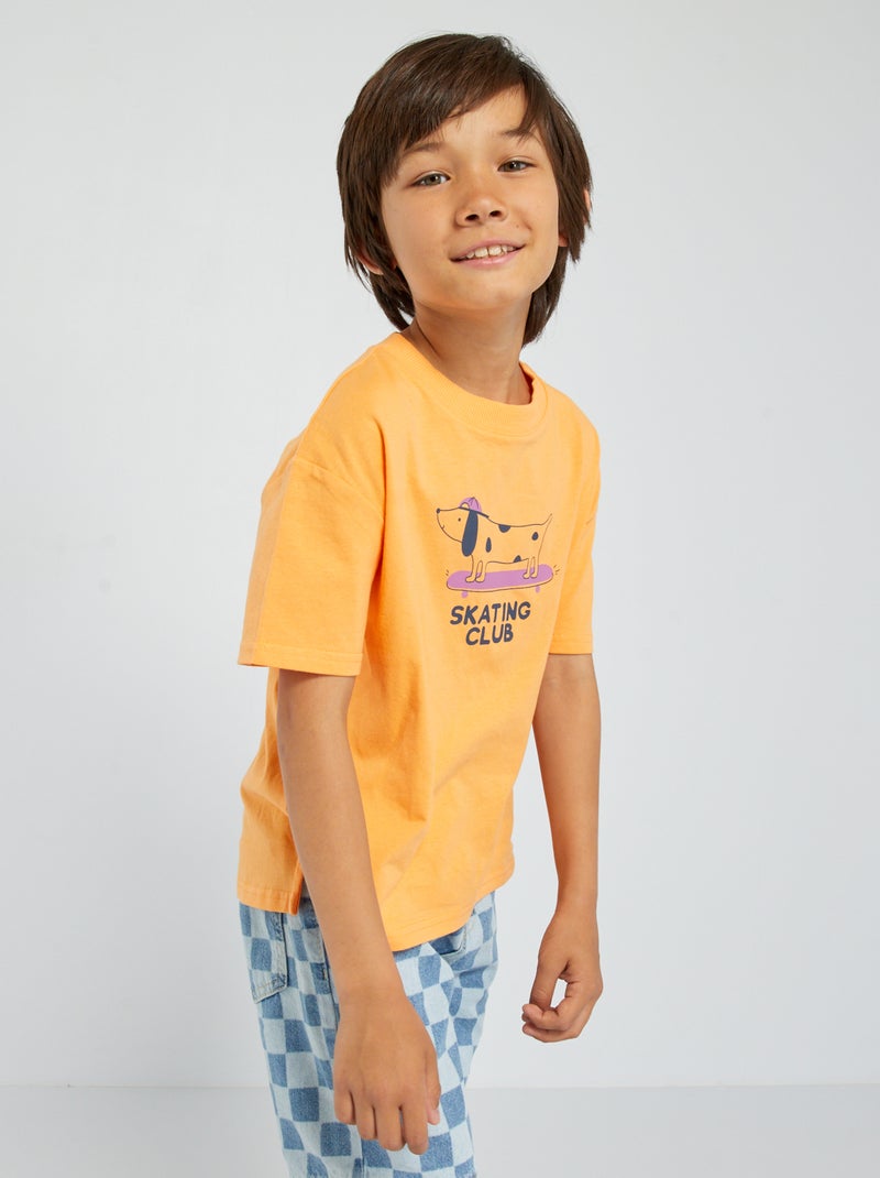 Camiseta estampada 'Skate' NARANJA - Kiabi