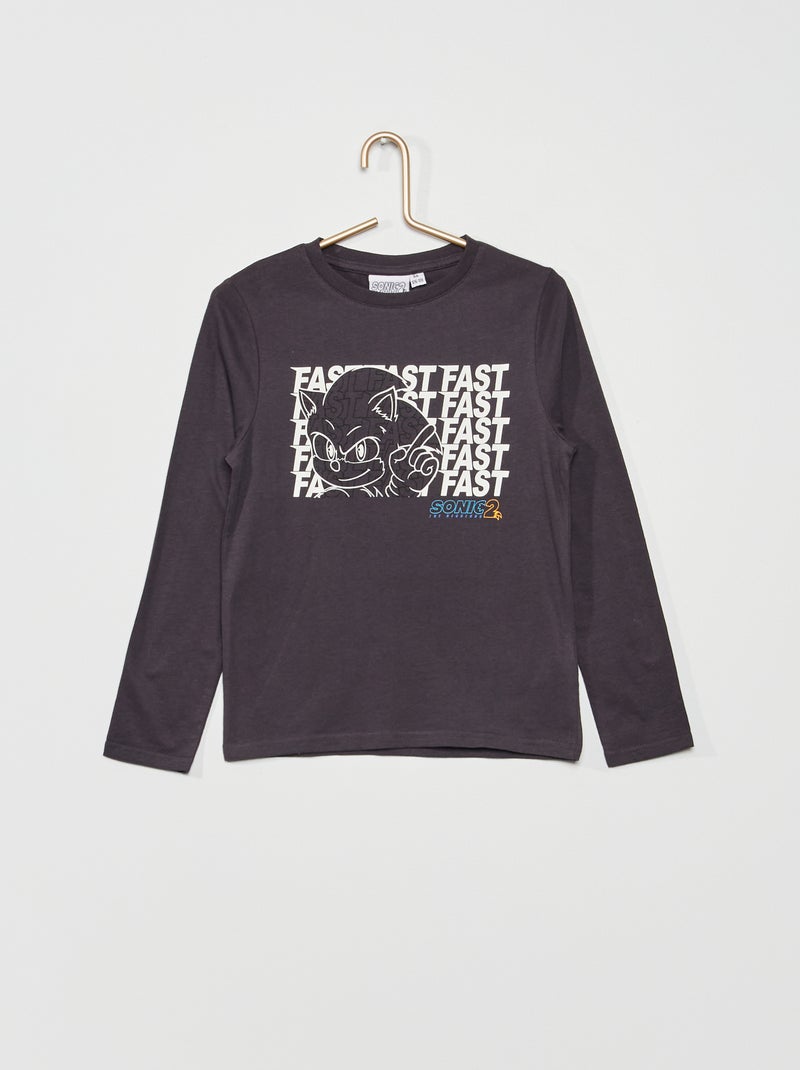 Camiseta estampada 'Sonic' gris oscuro - Kiabi