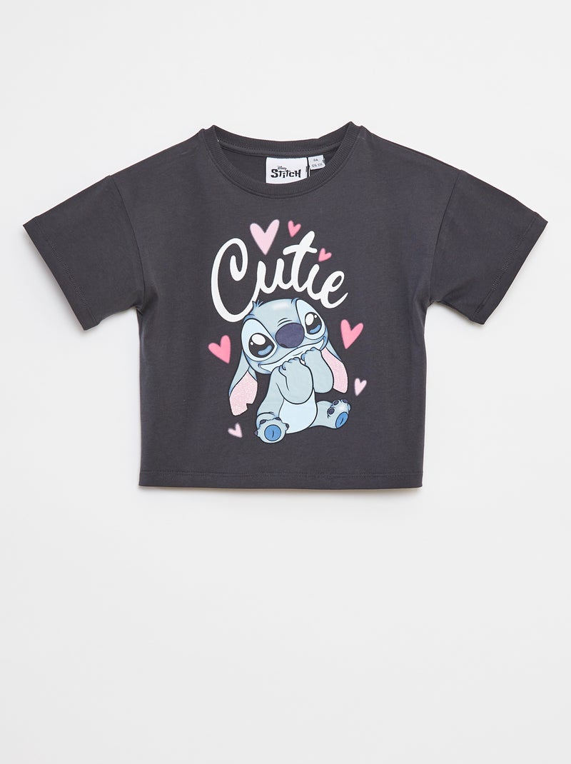Camiseta estampada 'Stitch' Negro - Kiabi