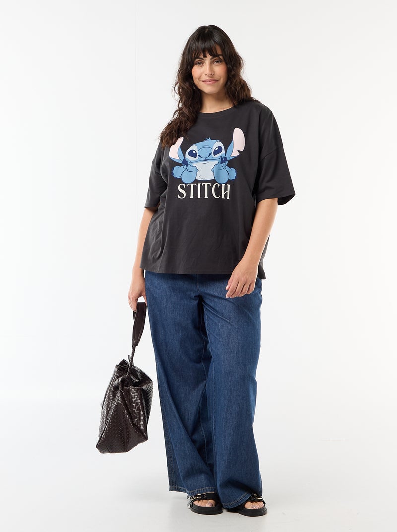 Camiseta estampada 'Stitch' Negro - Kiabi