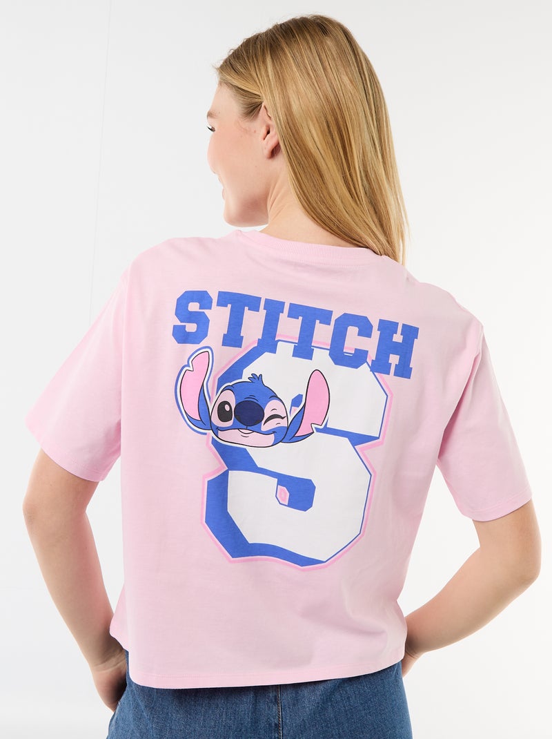 Camiseta estampada 'Stitch' Rosa - Kiabi