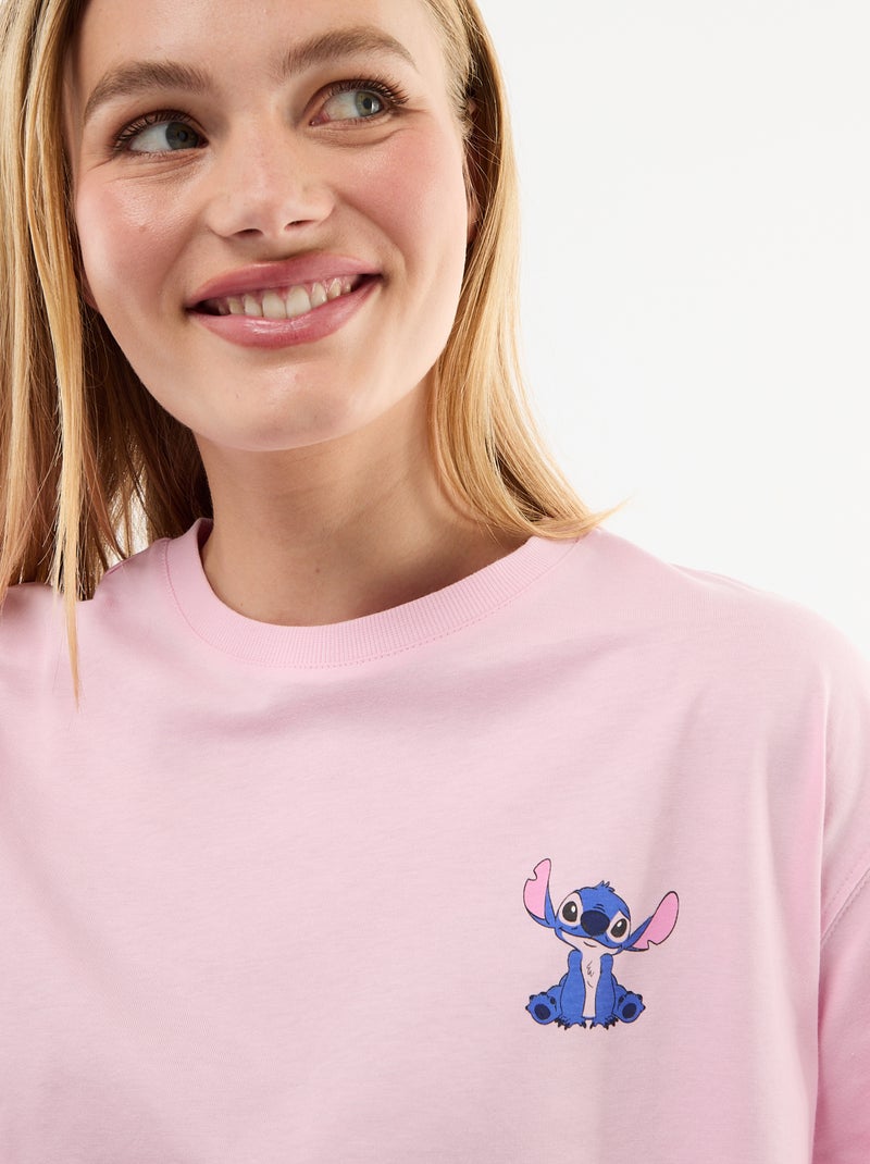 Camiseta estampada 'Stitch' Rosa - Kiabi