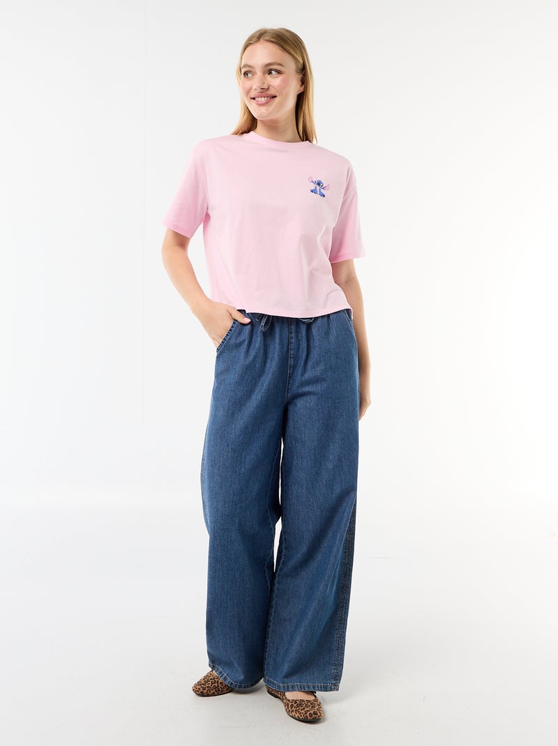 Camiseta estampada 'Stitch' Rosa - Kiabi
