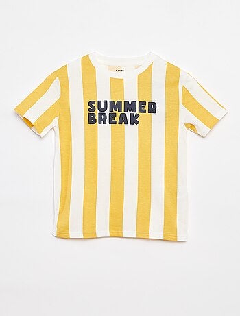 Camiseta estampada 'summer' de manga corta a rayas