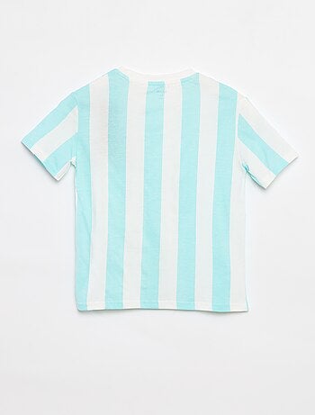 Camiseta estampada 'summer' de manga corta a rayas