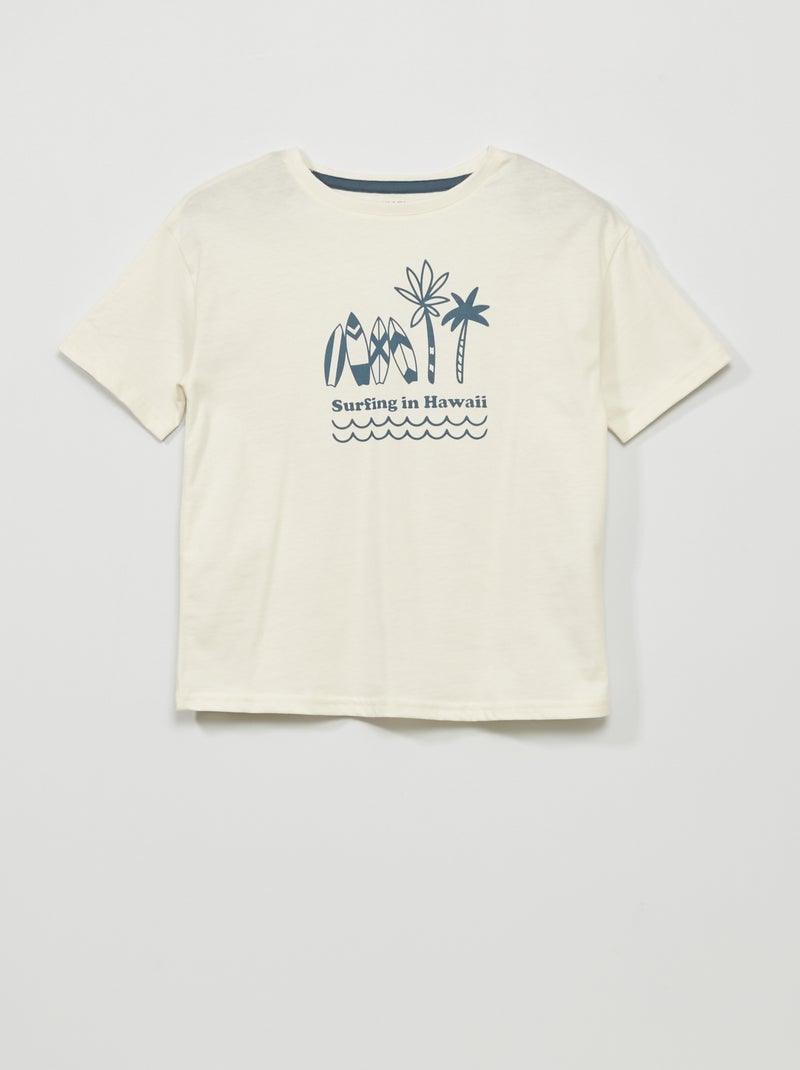 Camiseta estampada 'surf' 'Hawái' BLANCO - Kiabi