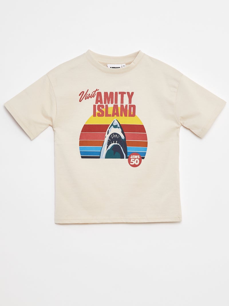Camiseta estampada 'Tiburón' BEIGE - Kiabi