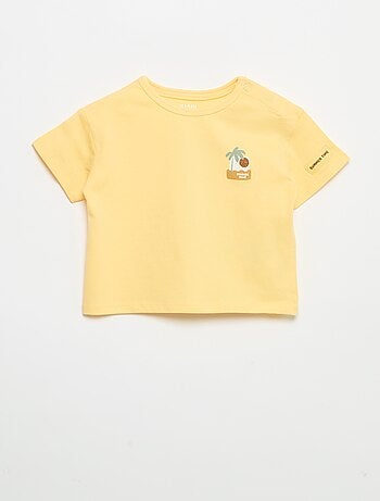 Camiseta estampada tropical de manga corta en algodón