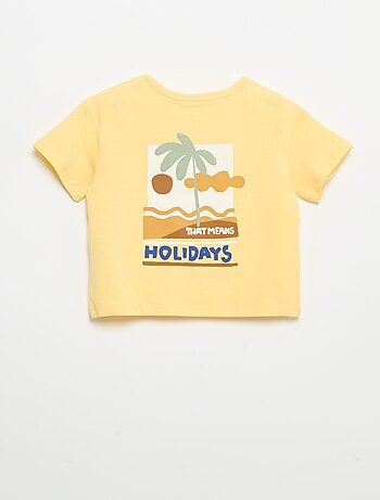 Camiseta estampada tropical de manga corta en algodón