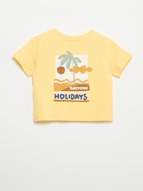 Camiseta estampada tropical de manga corta en algodón - Kiabi Camiseta estampada tropical de manga corta en algodón - Kiabi