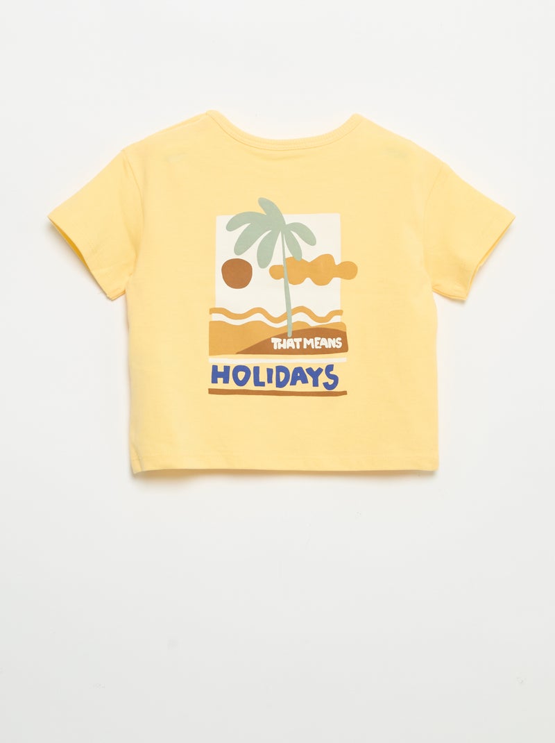 Camiseta estampada tropical de manga corta en algodón Amarillo - Kiabi