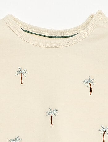 Camiseta estampada tropical de manga corta en algodón