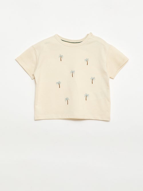Camiseta estampada tropical de manga corta en algodón - Kiabi