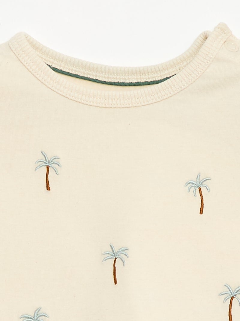 Camiseta estampada tropical de manga corta en algodón Blanco - Kiabi