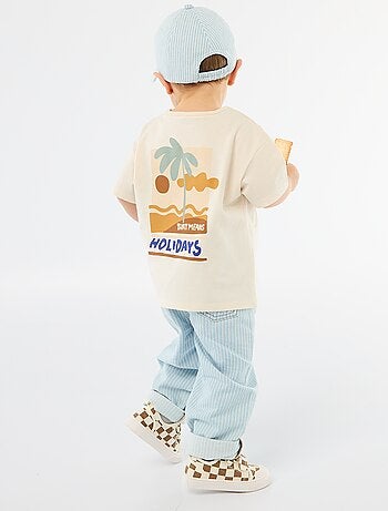 Camiseta estampada tropical de manga corta en algodón