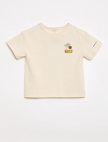 Camiseta estampada tropical de manga corta en algodón