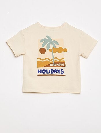 Camiseta estampada tropical de manga corta en algodón