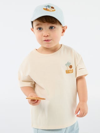 Camiseta estampada tropical de manga corta en algodón