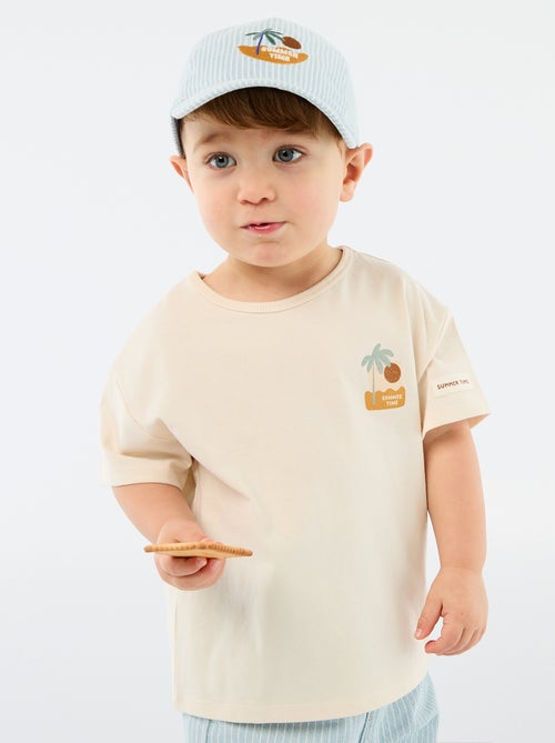 Camiseta estampada tropical de manga corta en algodón - Kiabi
