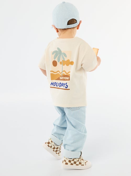 Camiseta estampada tropical de manga corta en algodón - Kiabi