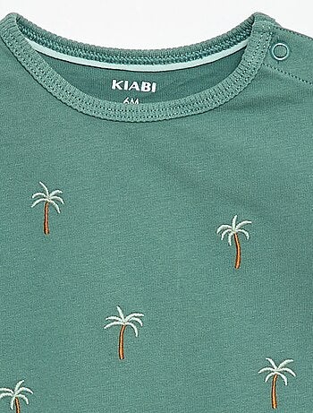 Camiseta estampada tropical de manga corta en algodón