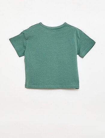 Camiseta estampada tropical de manga corta en algodón