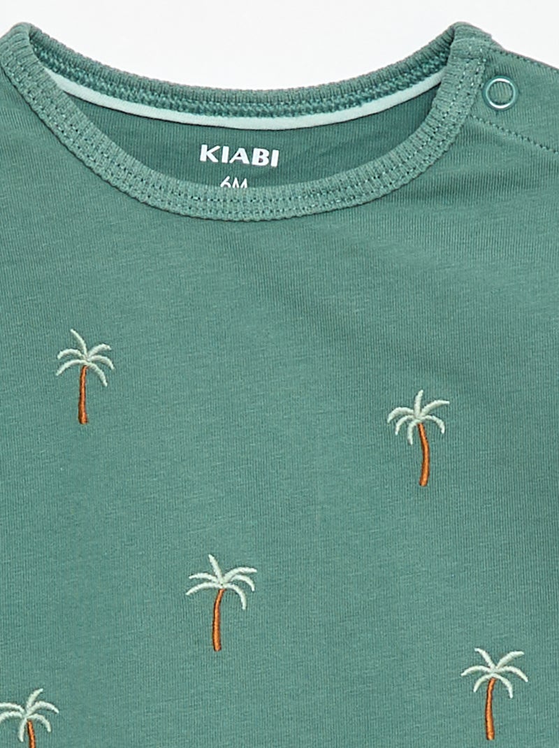 Camiseta estampada tropical de manga corta en algodón Verde - Kiabi