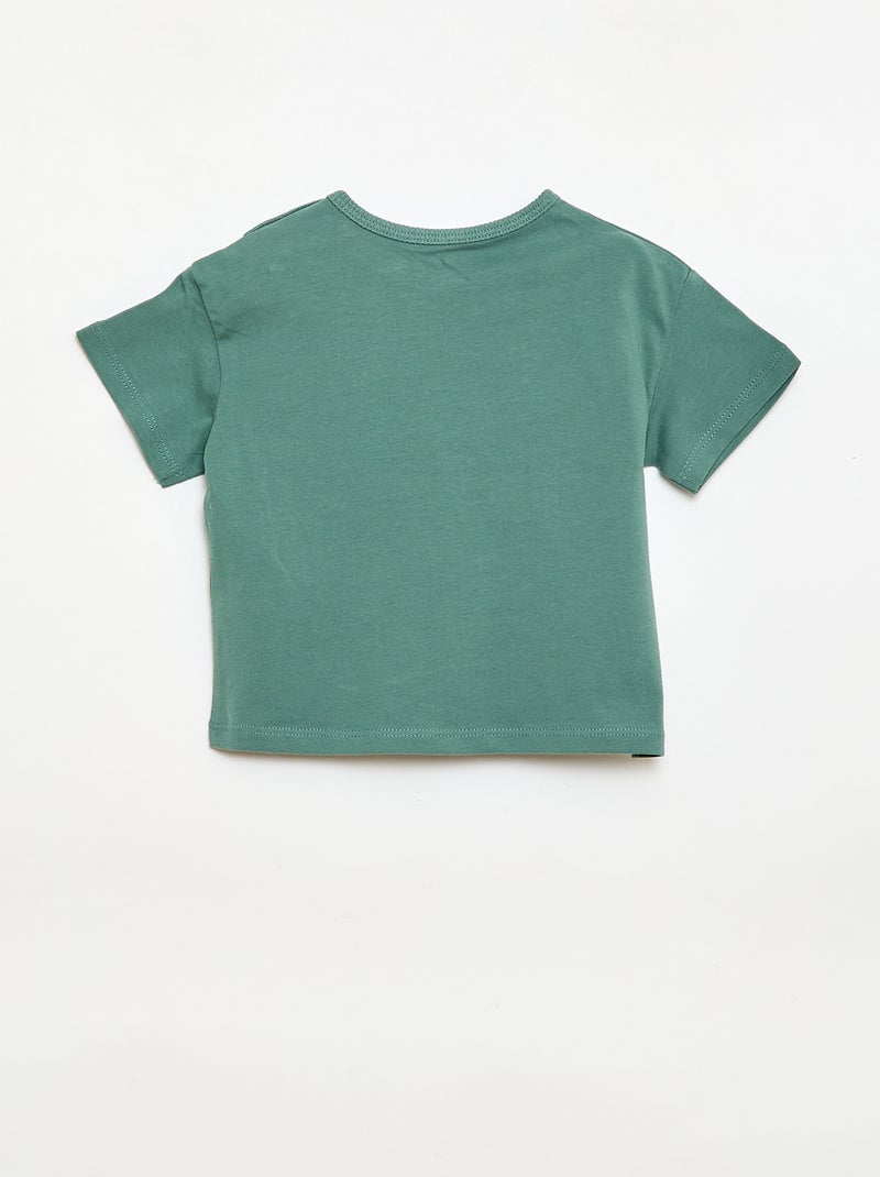 Camiseta estampada tropical de manga corta en algodón Verde - Kiabi