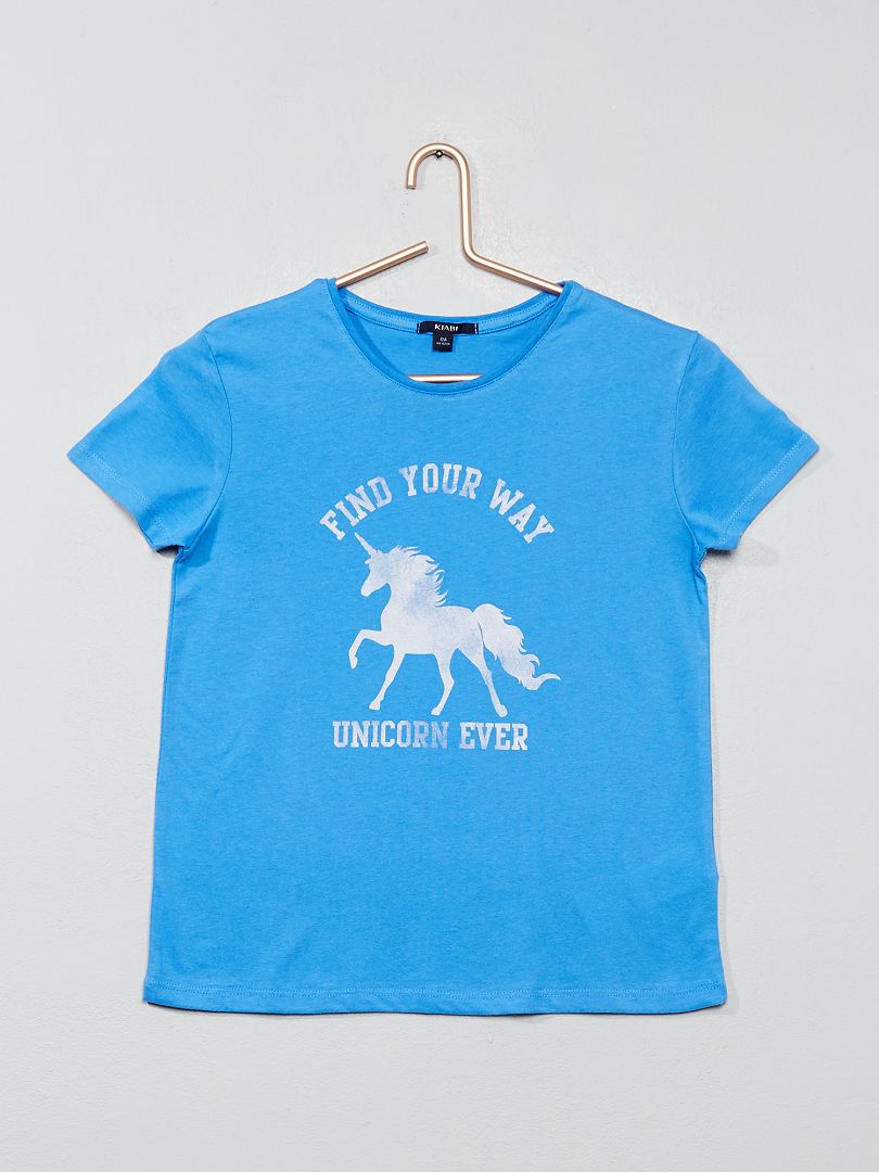 Camiseta estampada 'unicornio' AZUL - Kiabi