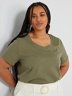semilla Murmullo Secretario Rebajas Camisetas y tops de tallas grandes para mujer - Kiabi