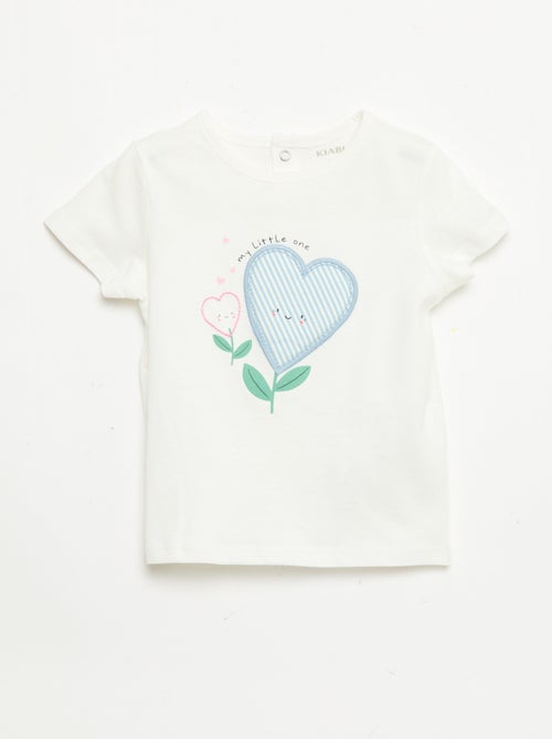 Camiseta estampada y bordada de manga corta - Kiabi