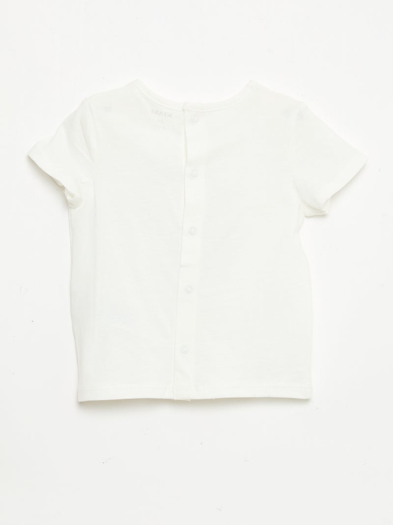 Camiseta estampada y bordada de manga corta Blanco - Kiabi