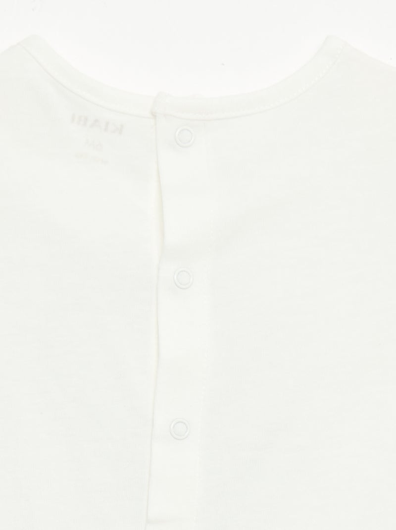 Camiseta estampada y bordada de manga corta Blanco - Kiabi