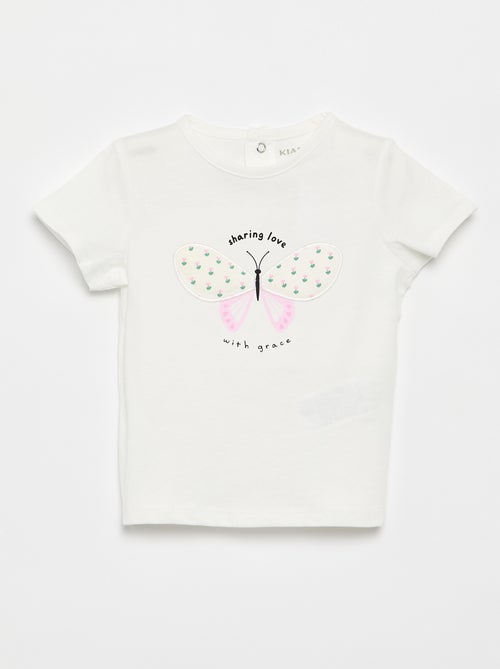 Camiseta estampada y bordada de manga corta - Kiabi