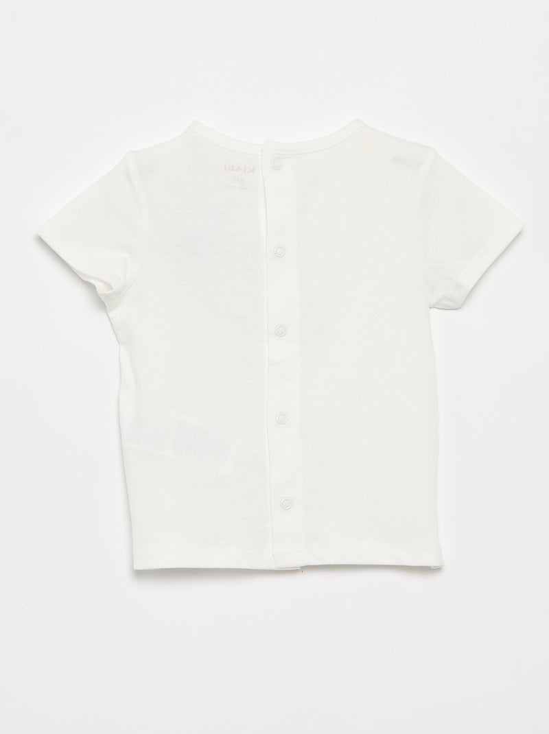 Camiseta estampada y bordada de manga corta Blanco - Kiabi