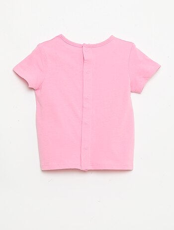 Camiseta estampada y bordada de manga corta