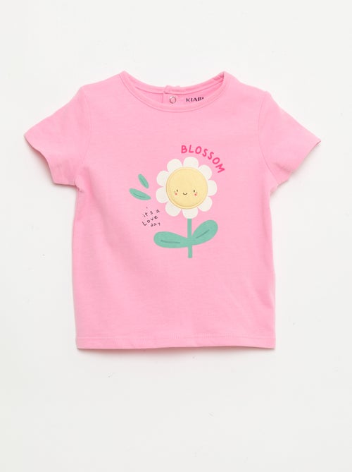 Camiseta estampada y bordada de manga corta - Kiabi