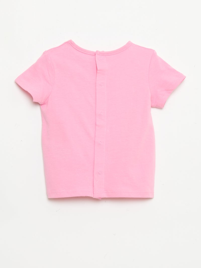 Camiseta estampada y bordada de manga corta Rosa - Kiabi